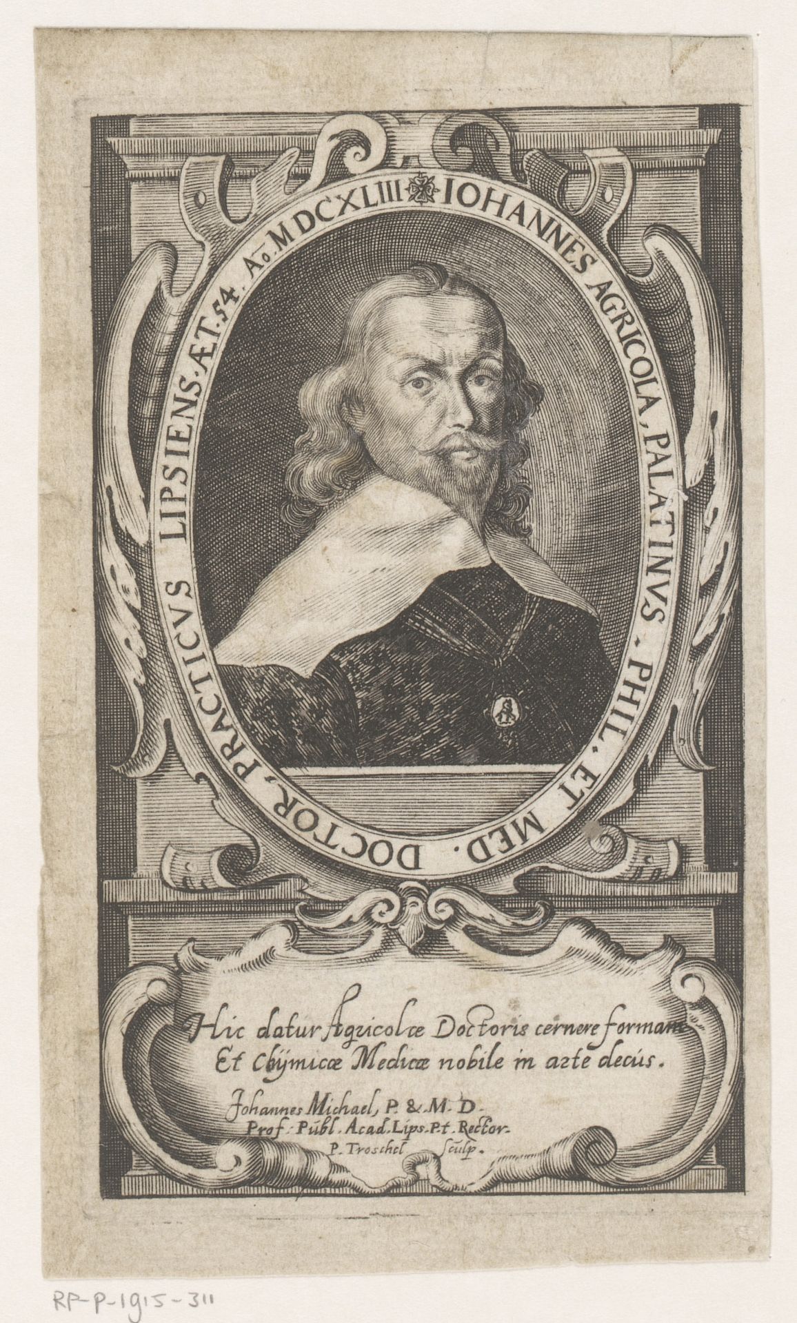 Portret van Johann Agricola by Peter Troschel