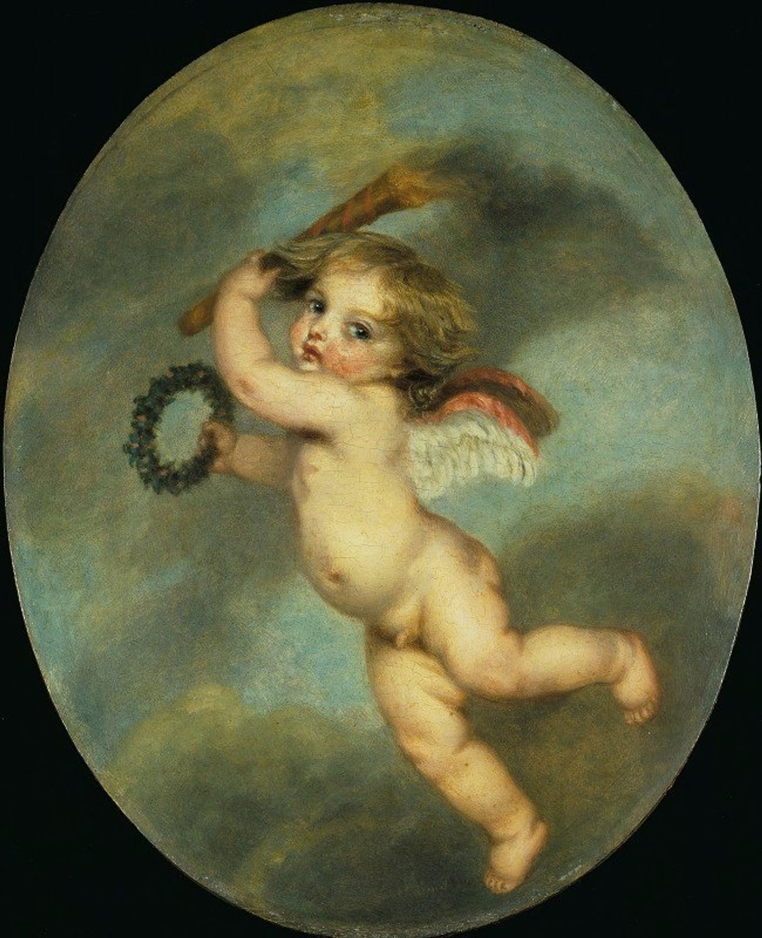 Flying Cupid with a Torch by Jean-Baptiste Greuze