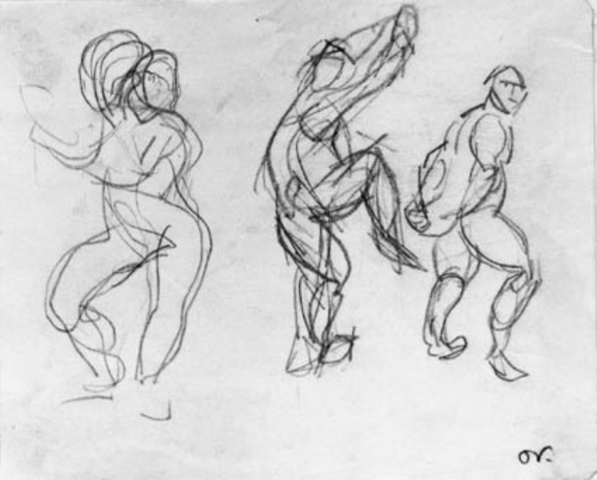 Tre figurer i bevægelse. by Othon Friesz
