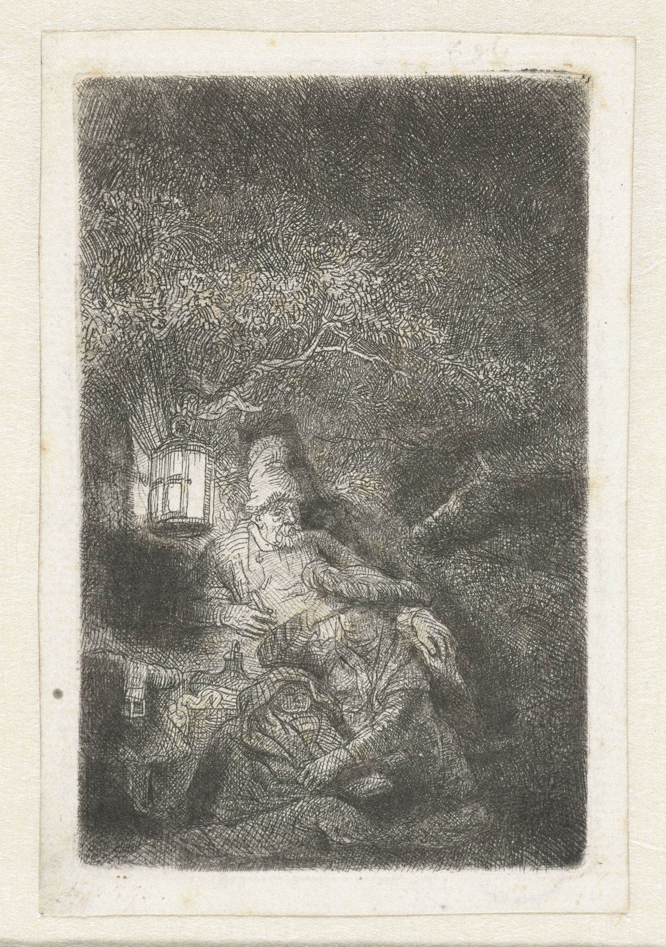 Rest on the flight into Egypt: a night piece by Rembrandt van Rijn
