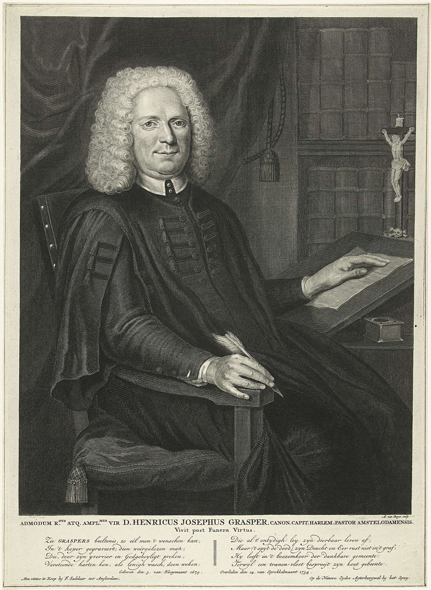 Portret van Henricus Josephus Grasper by Andries van (Sr.) Buysen