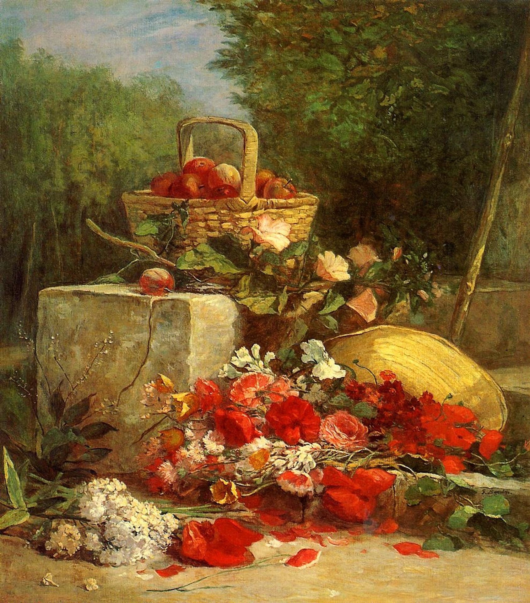 Flowers and Fruit in a Garden by Eugène Boudin
