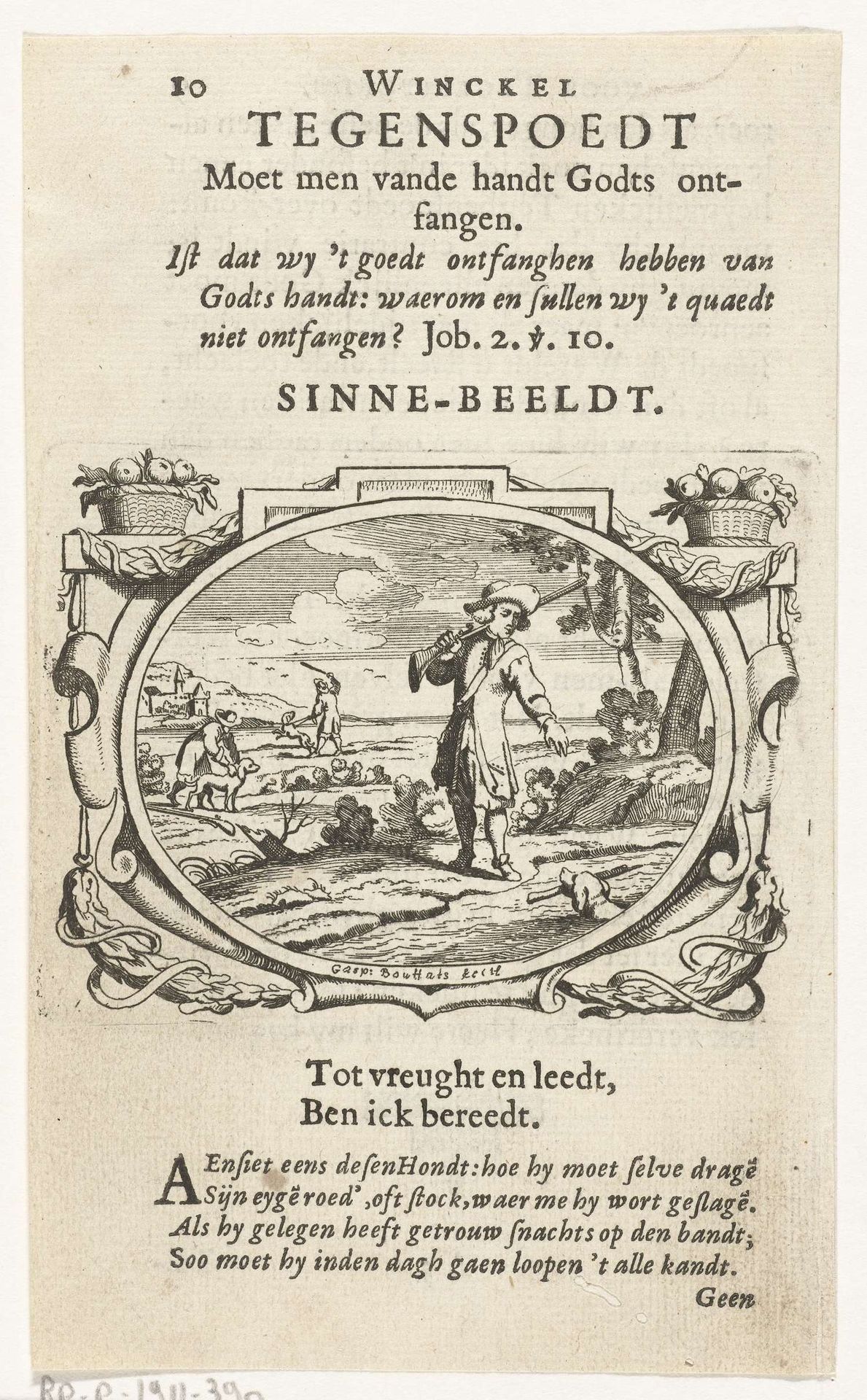 Tegenspoed ontvangt men van de hand van God by Gaspar Bouttats