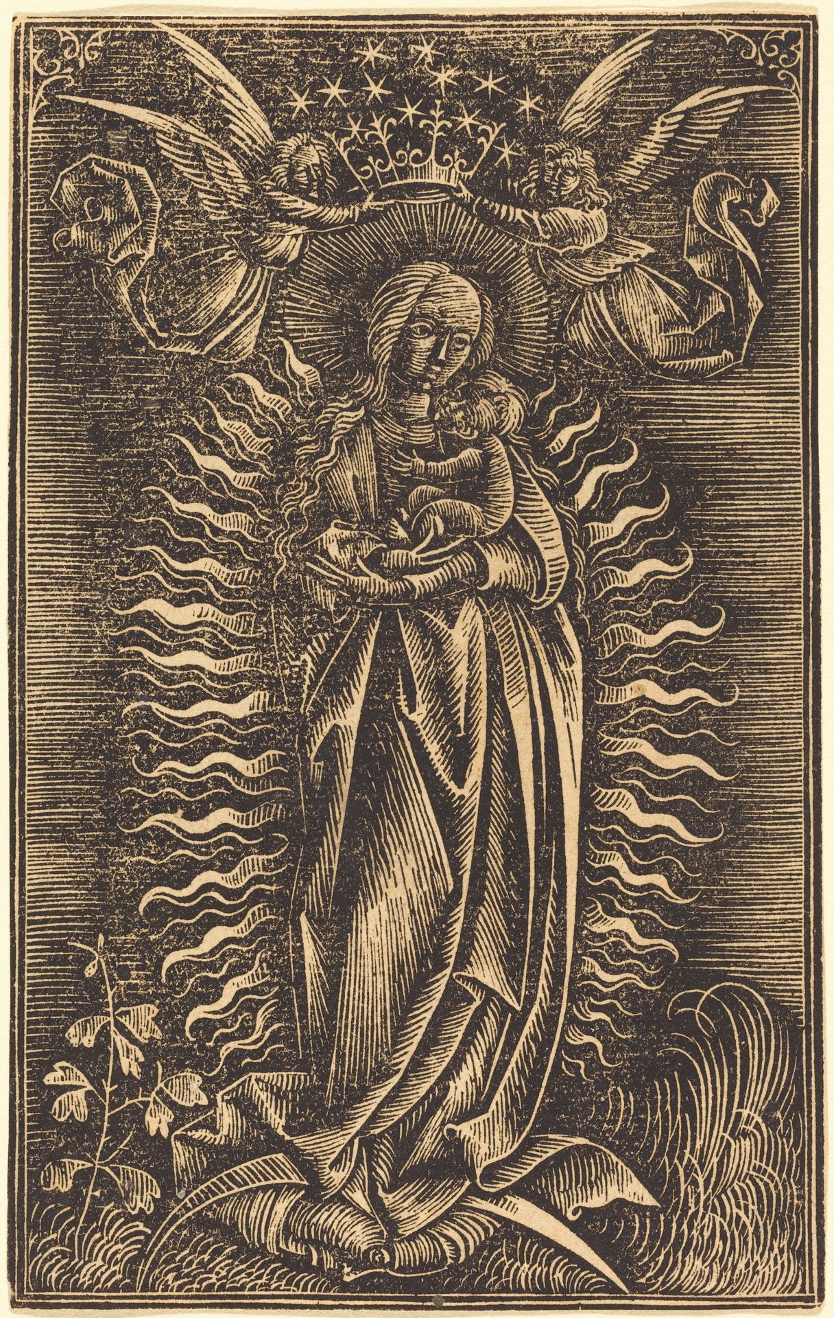 The Virgin Crowned by Two Angels by Anonymous