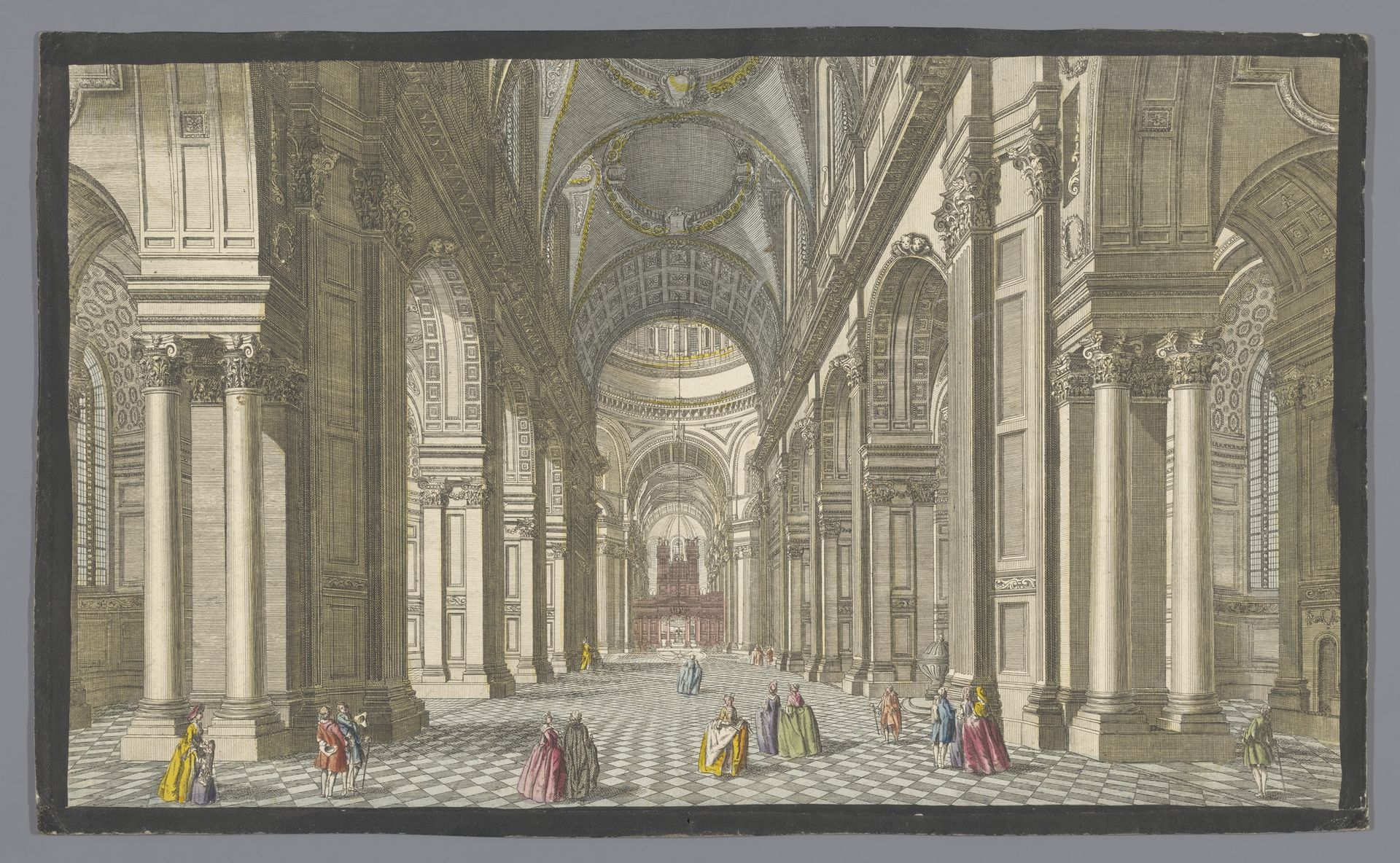 Gezicht op het interieur van Saint Paul's Cathedral te Londen by Robert Sayer