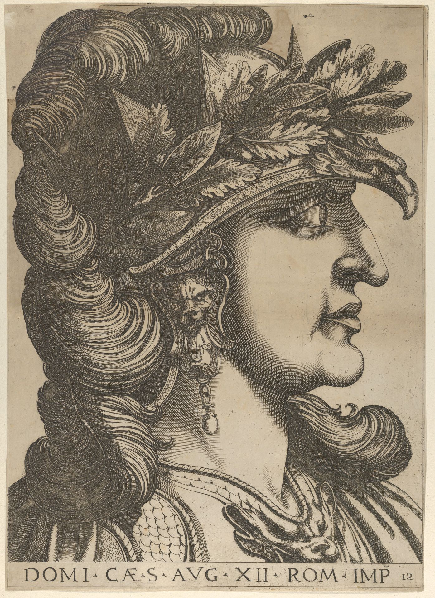Plate 12: Domitian in profile to the right, from "The Twelve Caesars" by Anonymous