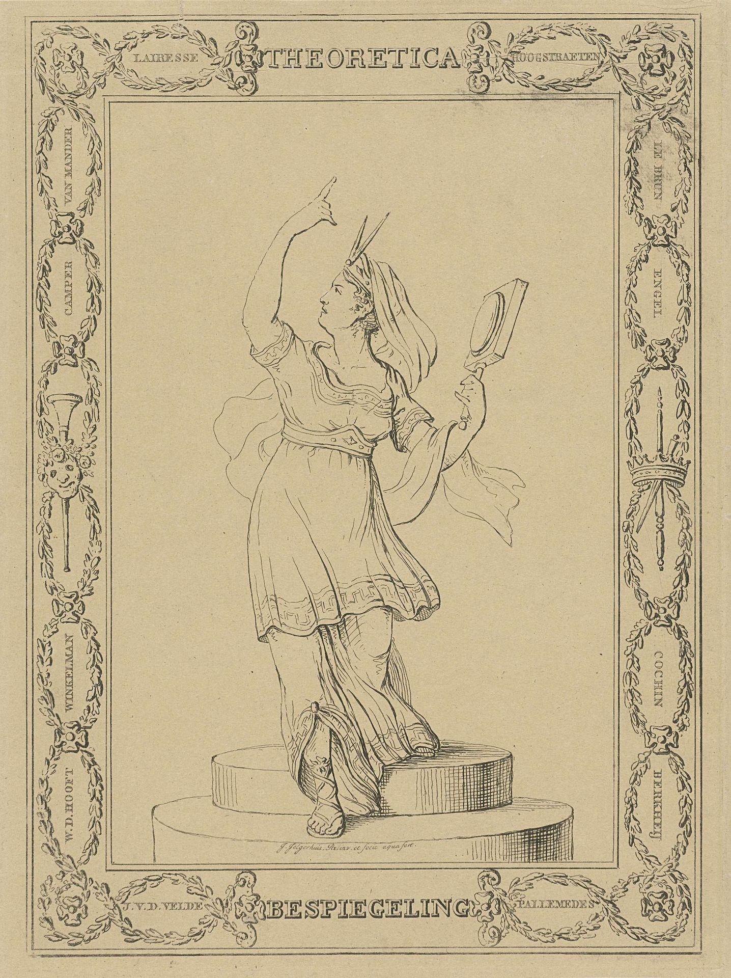 Vrouwelijke personificatie van Theoretica / Bespiegeling by Johannes Jelgerhuis