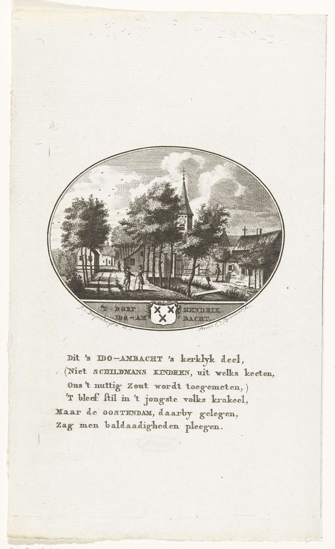 Gezicht op het dorp Hendrik-Ido-Ambacht by Anna Catharina Brouwer