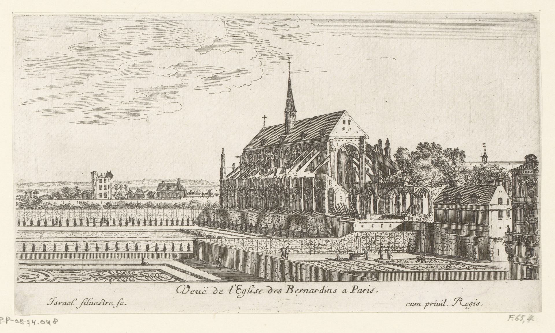Gezicht op de kerk van Saint-Bernard by Israel Silvestre