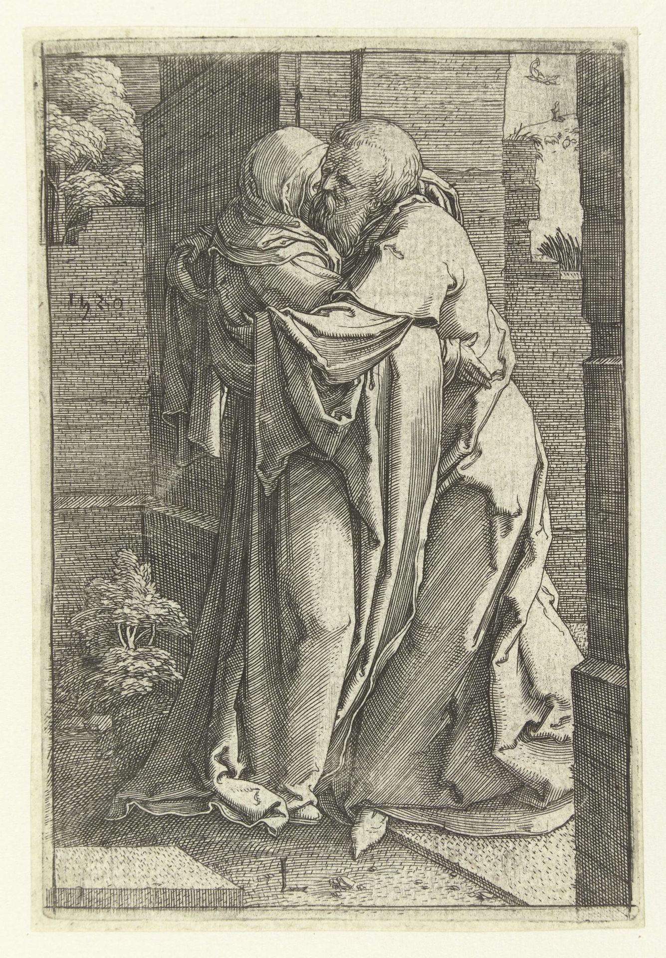 Ontmoeting bij de gouden poort by Lucas van Leyden