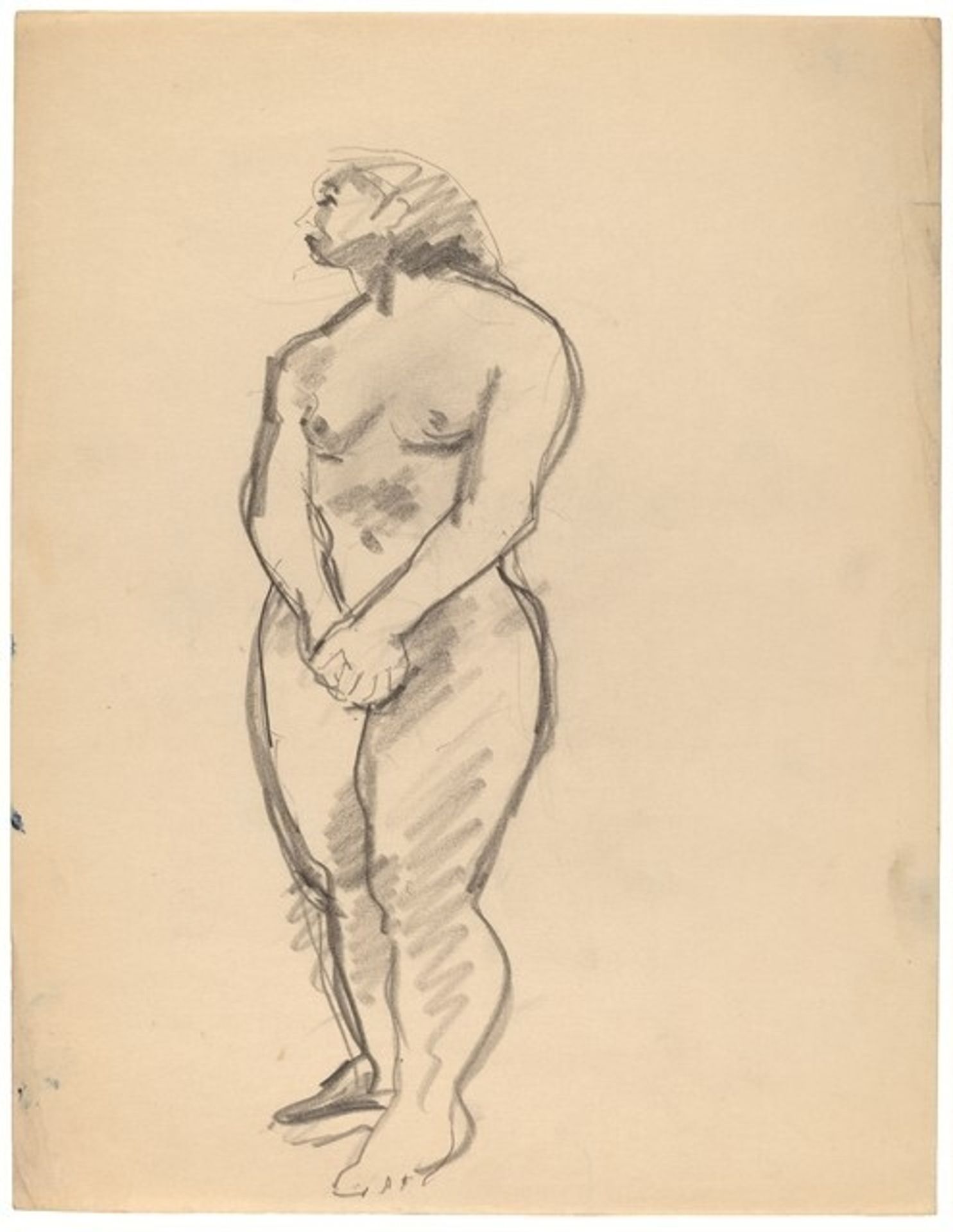Standing Nude Looking to the Left, Hands Crossed in Front by Mark Rothko