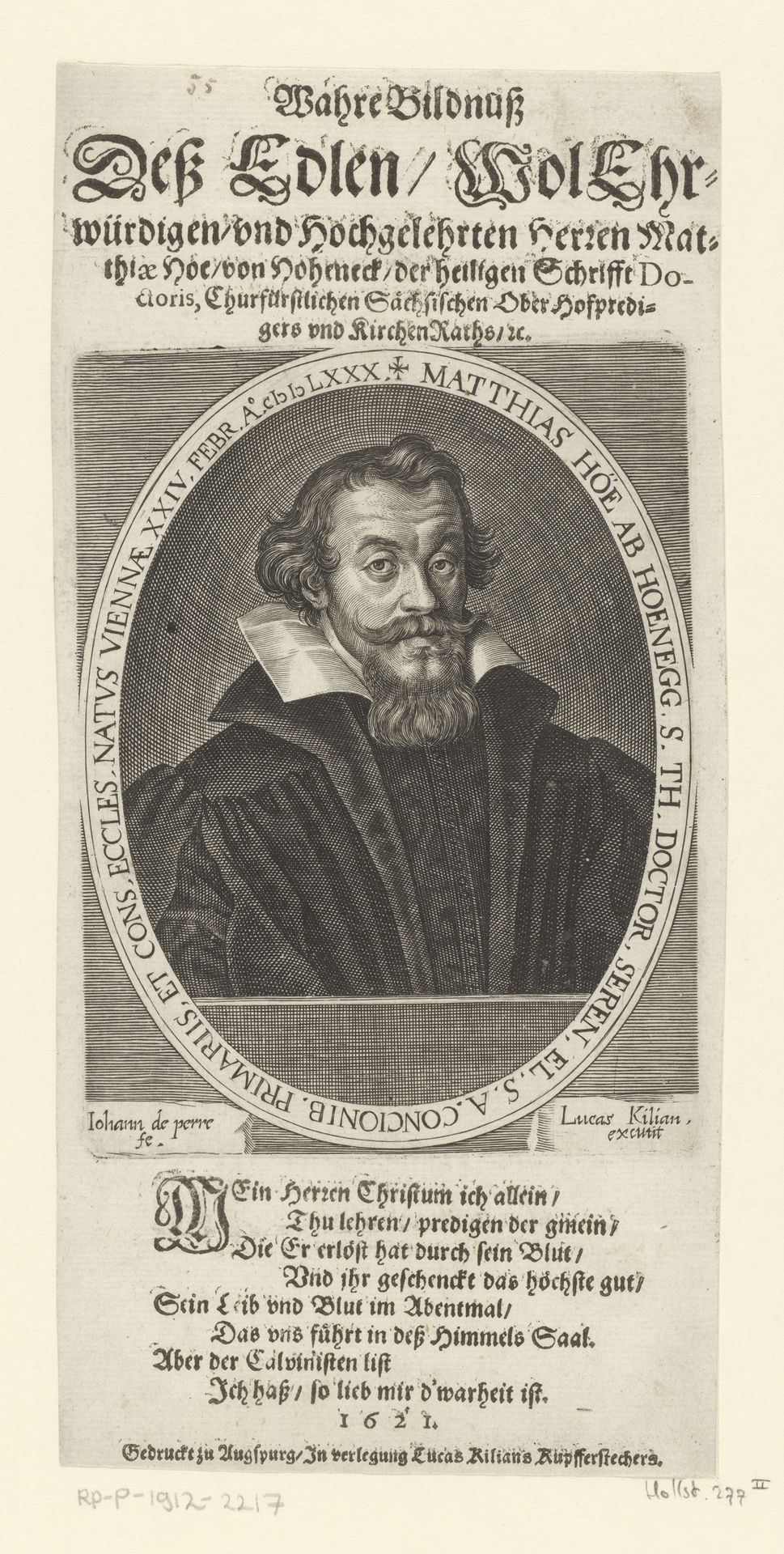 Portret van Matthias Hoë van Hoënegg by Lucas Kilian