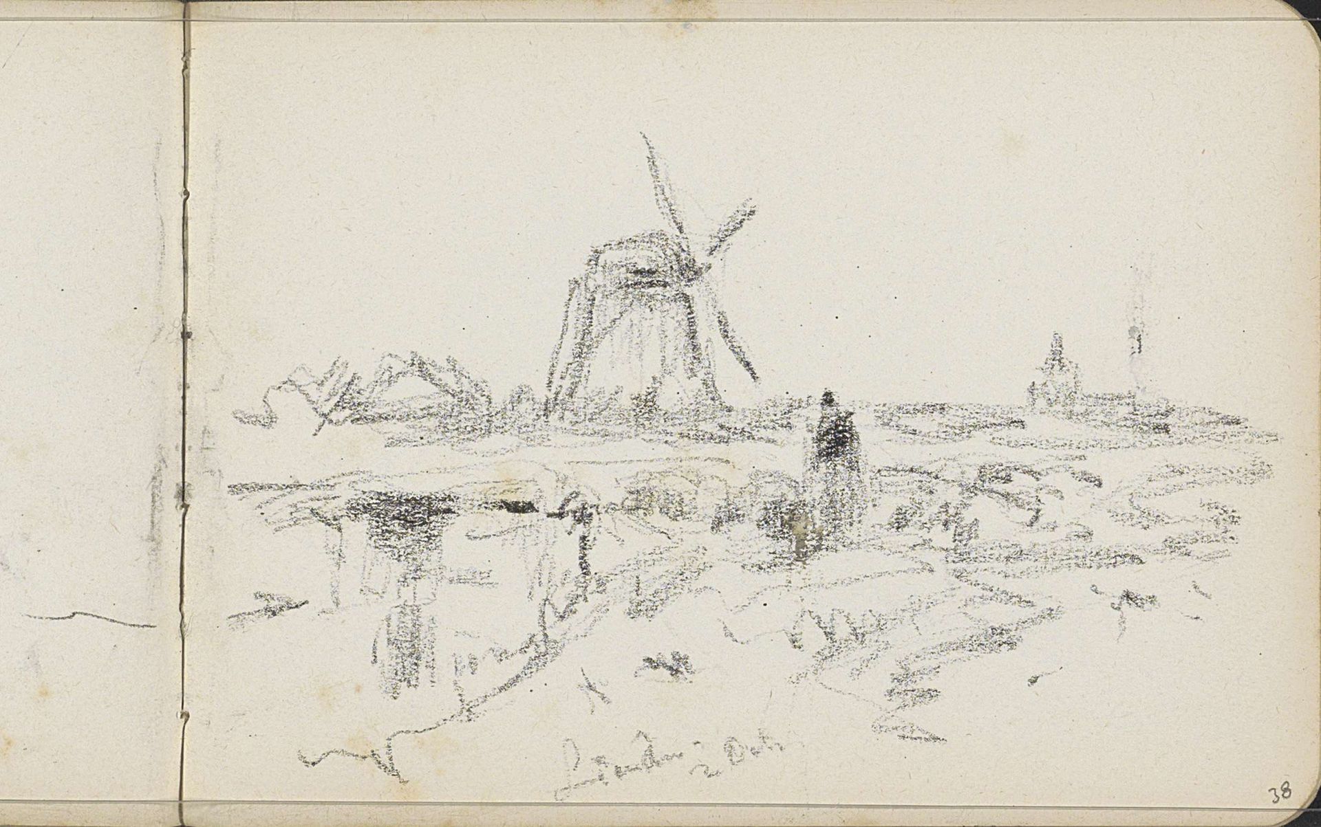 Landschap met molen te Lienden by Willem Cornelis Rip