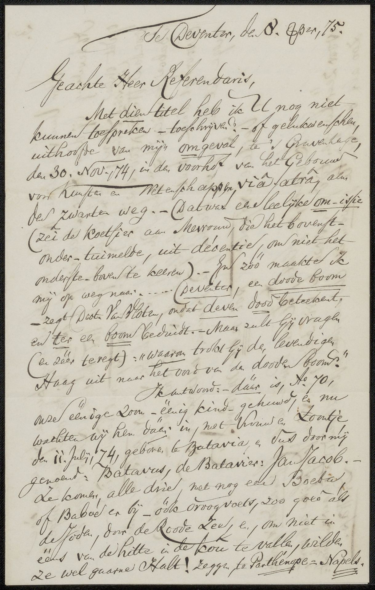 Brief aan Philip Zilcken by Johannes Jacobus Franciscus Wap