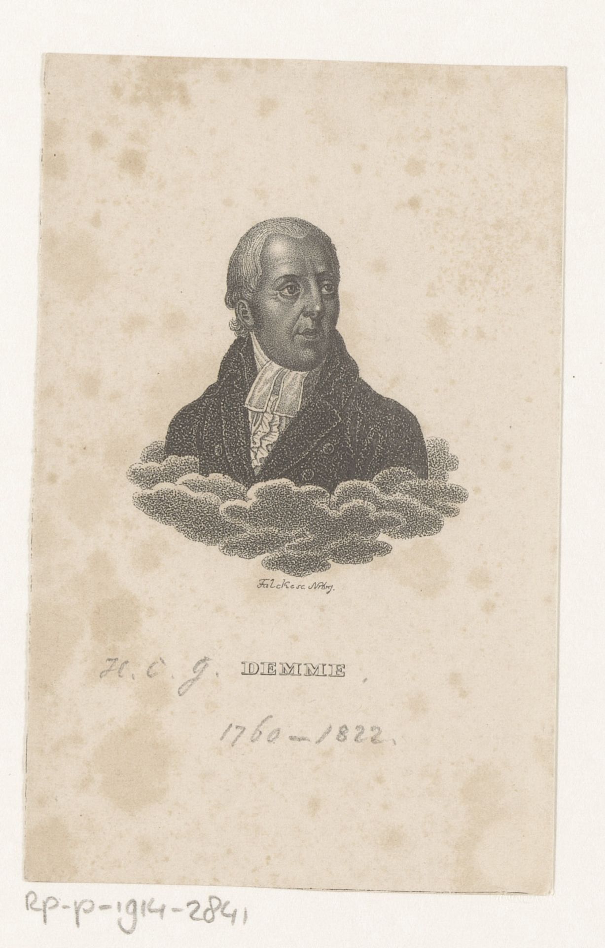 Portret van Hermann Christian Gottfried Demme by Tobias Falke