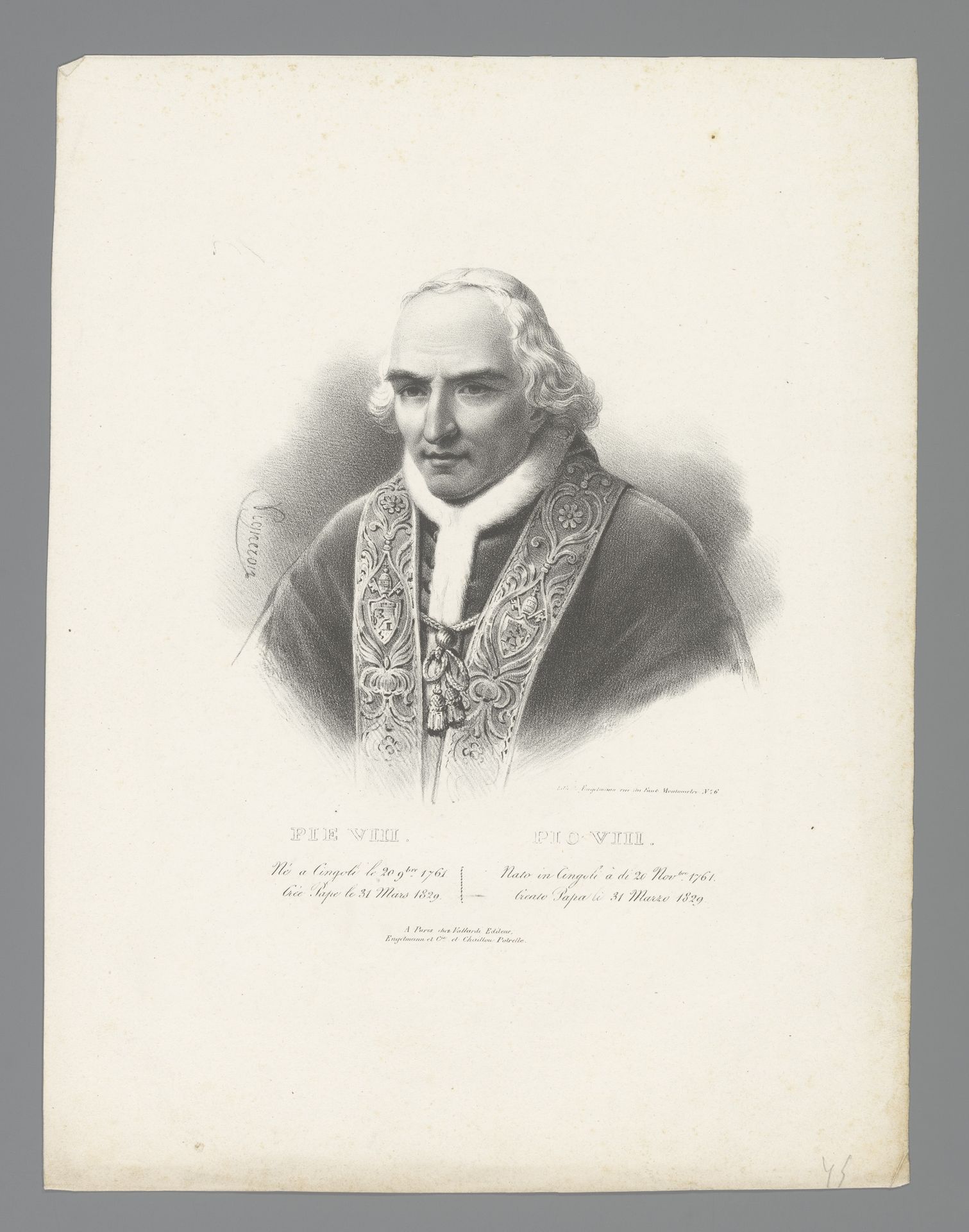 Portret van paus Pius VIII by Pierre Roch Vigneron
