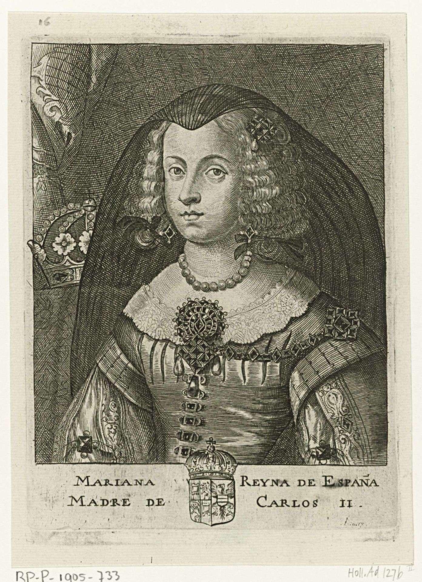 Portret van Maria Anna van Oostenrijk, koningin van Spanje by Pieter de (II) Jode