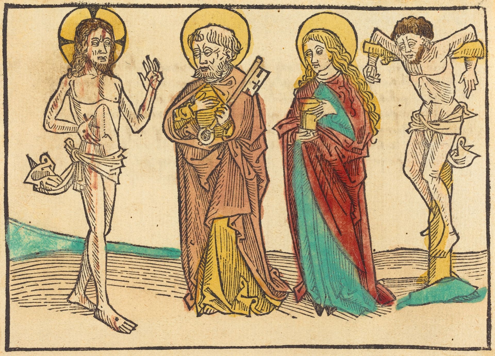 Christ Showing His Wounds to Peter, the Magdalene and the Good Thief by Anonymous