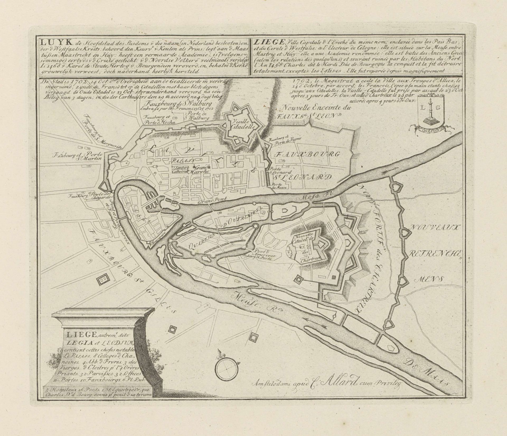 Plattegrond van Luik by Abraham Allard