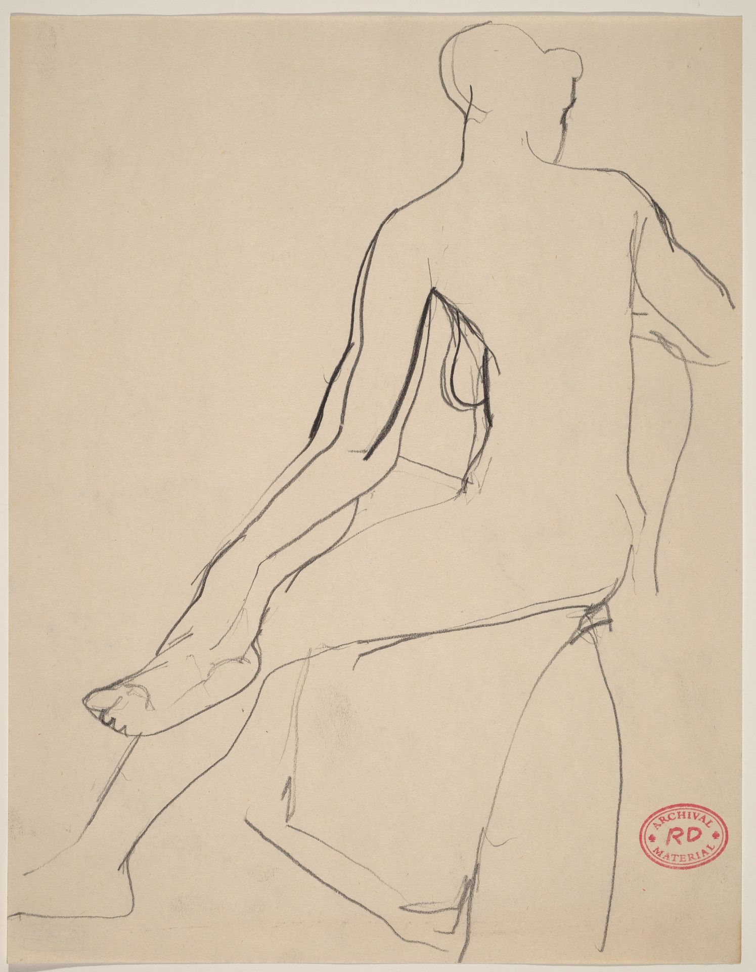 Untitled [back view of seated female nude with leg crossed] by Richard Diebenkorn