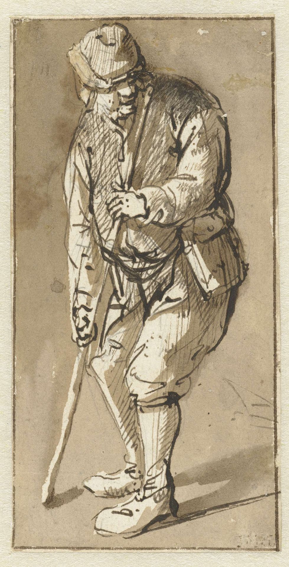 Staande man met een stok by Isaac van Ostade