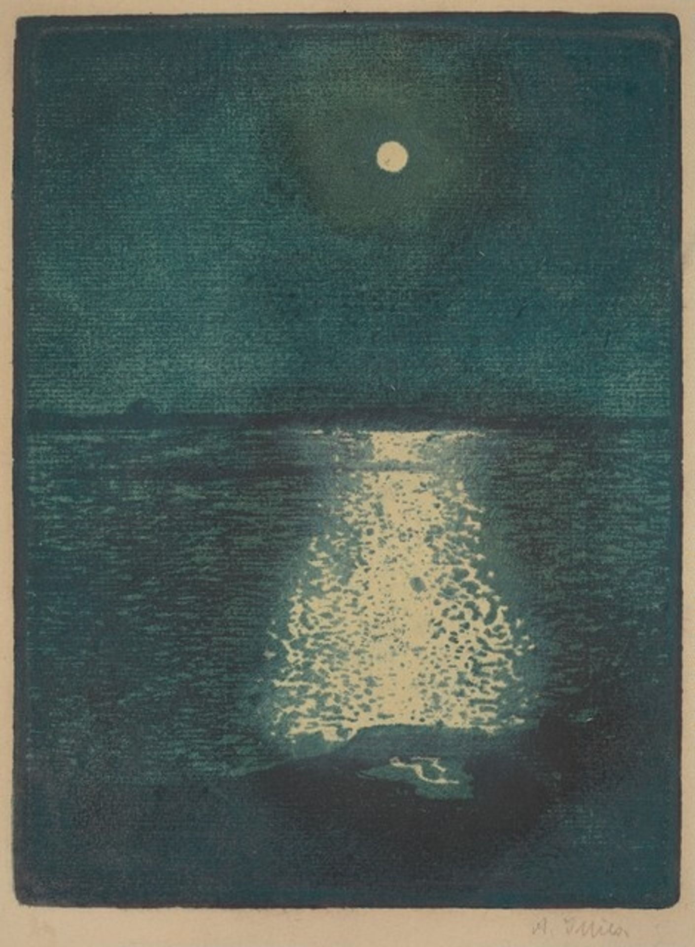 Moonshine on the Elbe by Karl Wilhelm Arthur Illies
