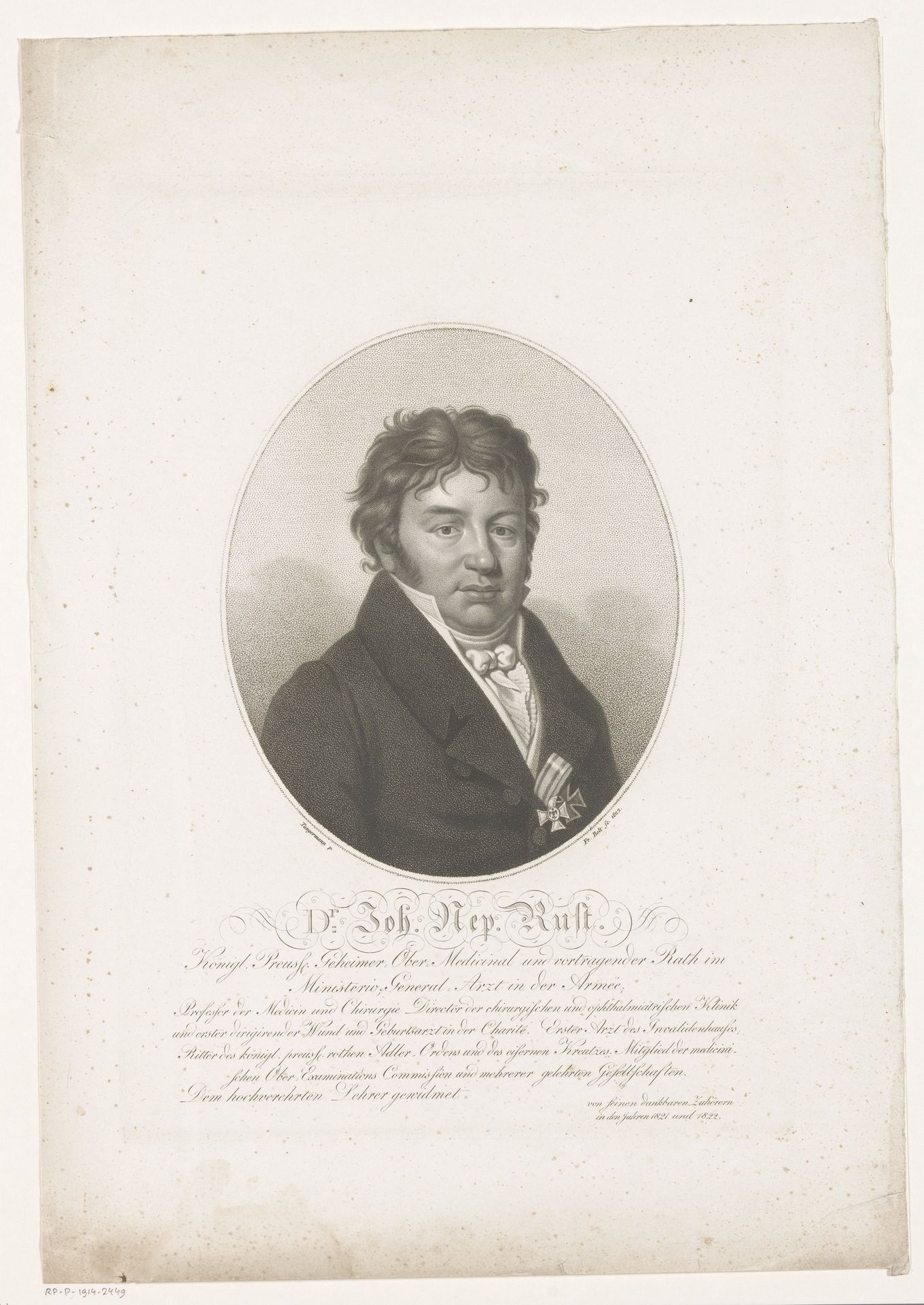 Portret van Johann Nepomuk Rust by Johann Friedrich Bolt