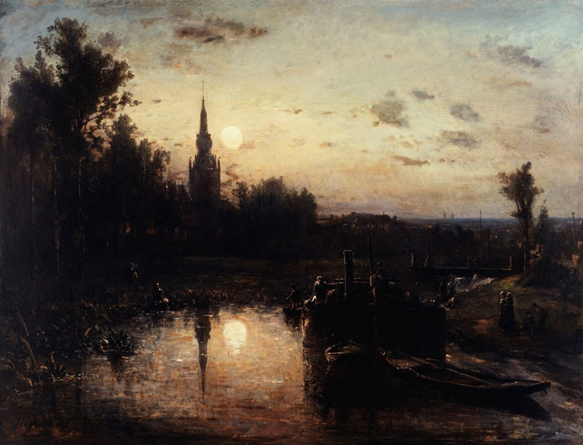 Clair de lune à Overschie by Johan Barthold Jongkind