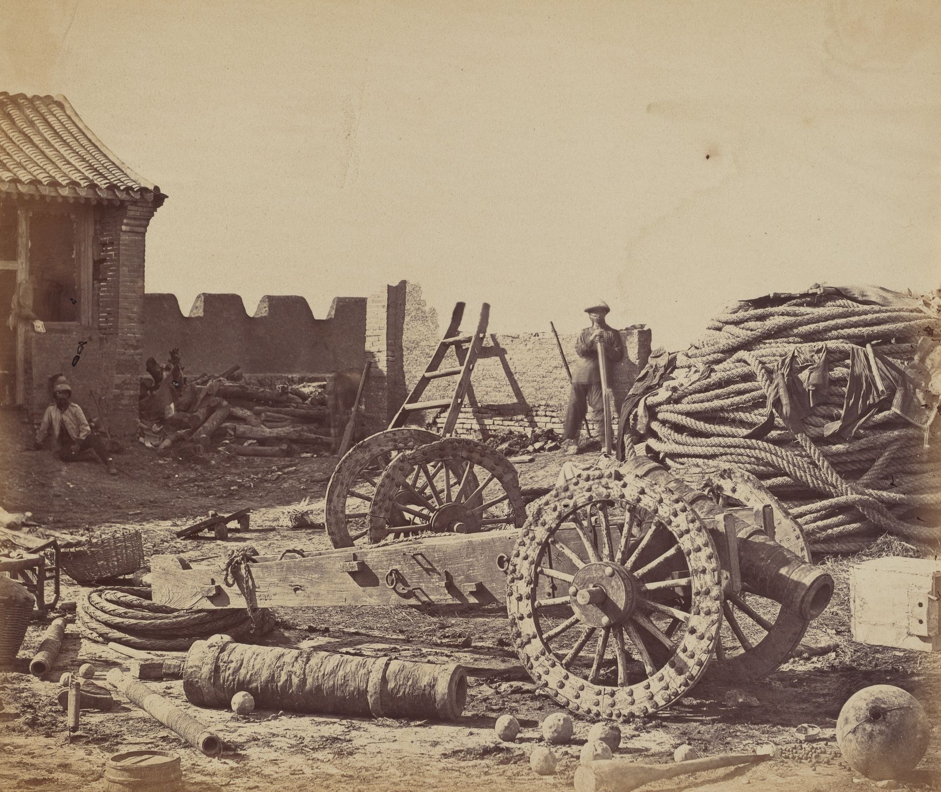 Interior of Pehtang Fort Showing the Magazine and Wooden Gun, August 1, 1860 by Felice Beato