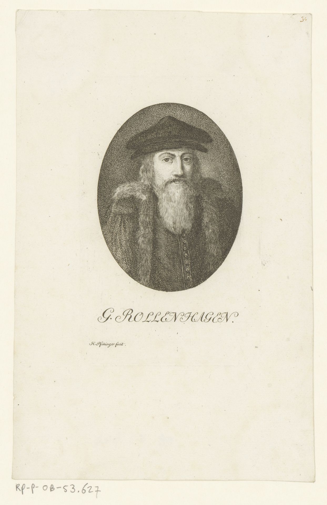 Portret van Gabriel Rollenhagen by Heinrich Pfenninger