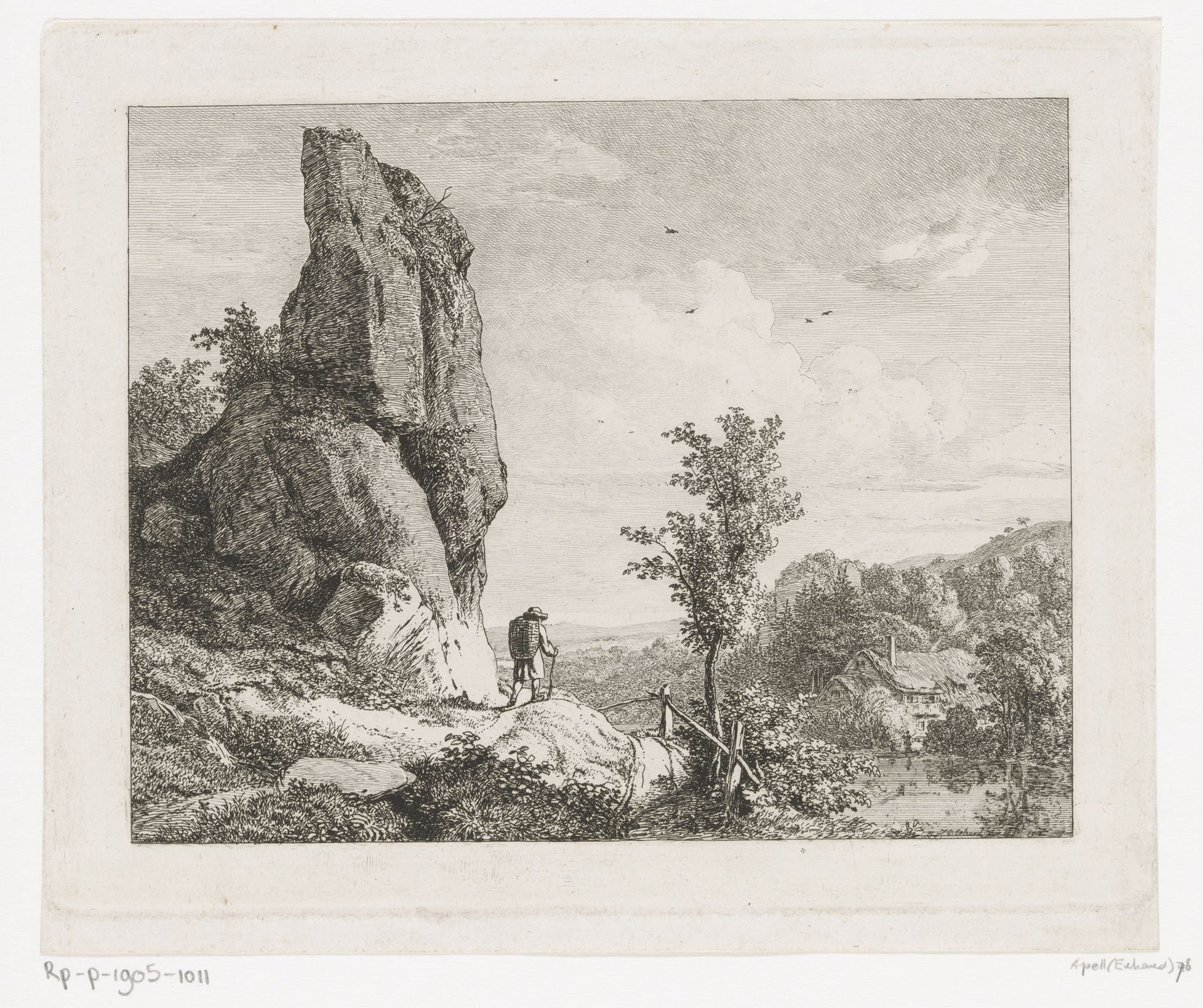 Berglandschap met een reiziger by Johann Christoph Erhard