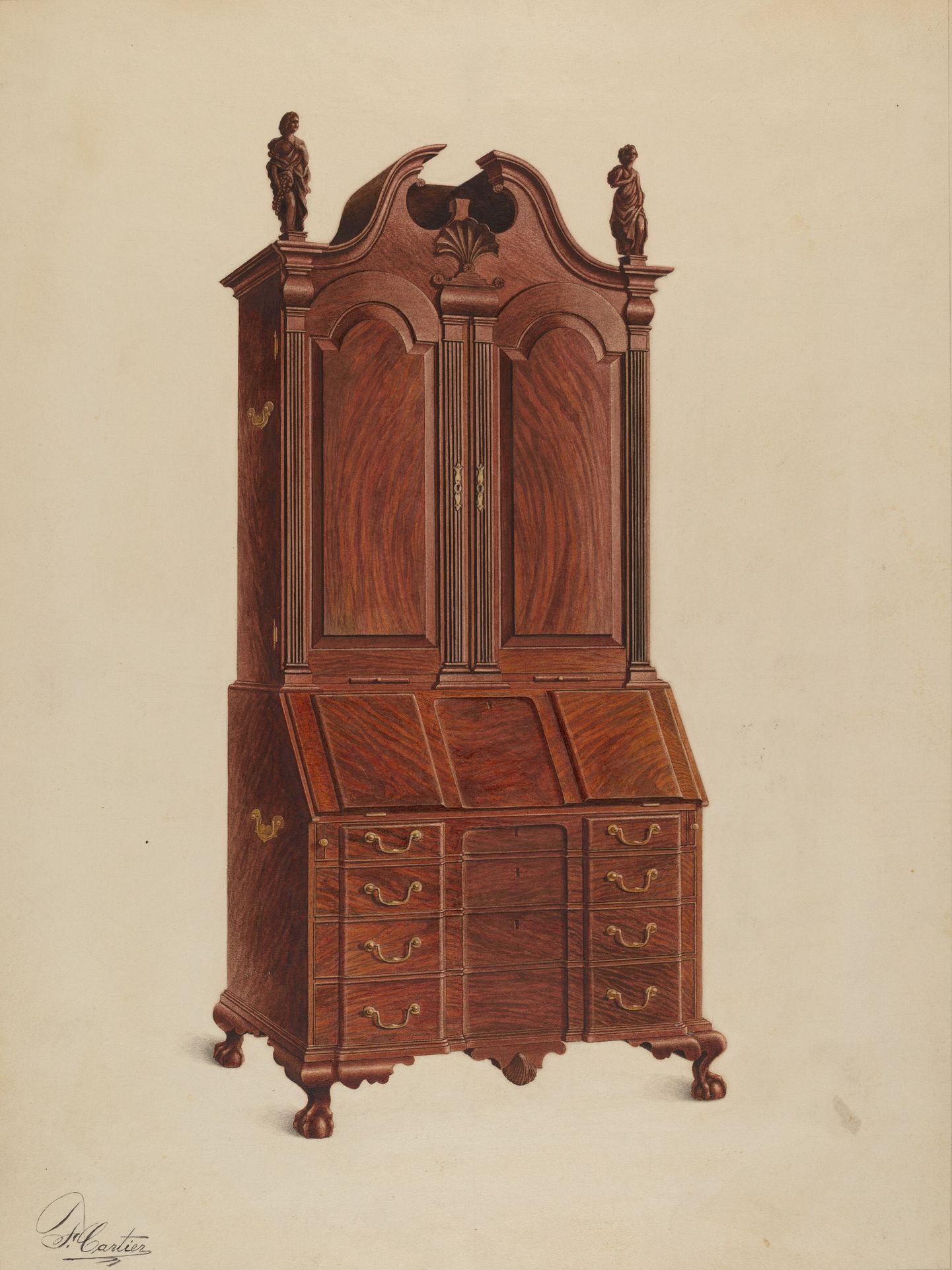 Cabinet-top Desk Secretary by Ferdinand Cartier