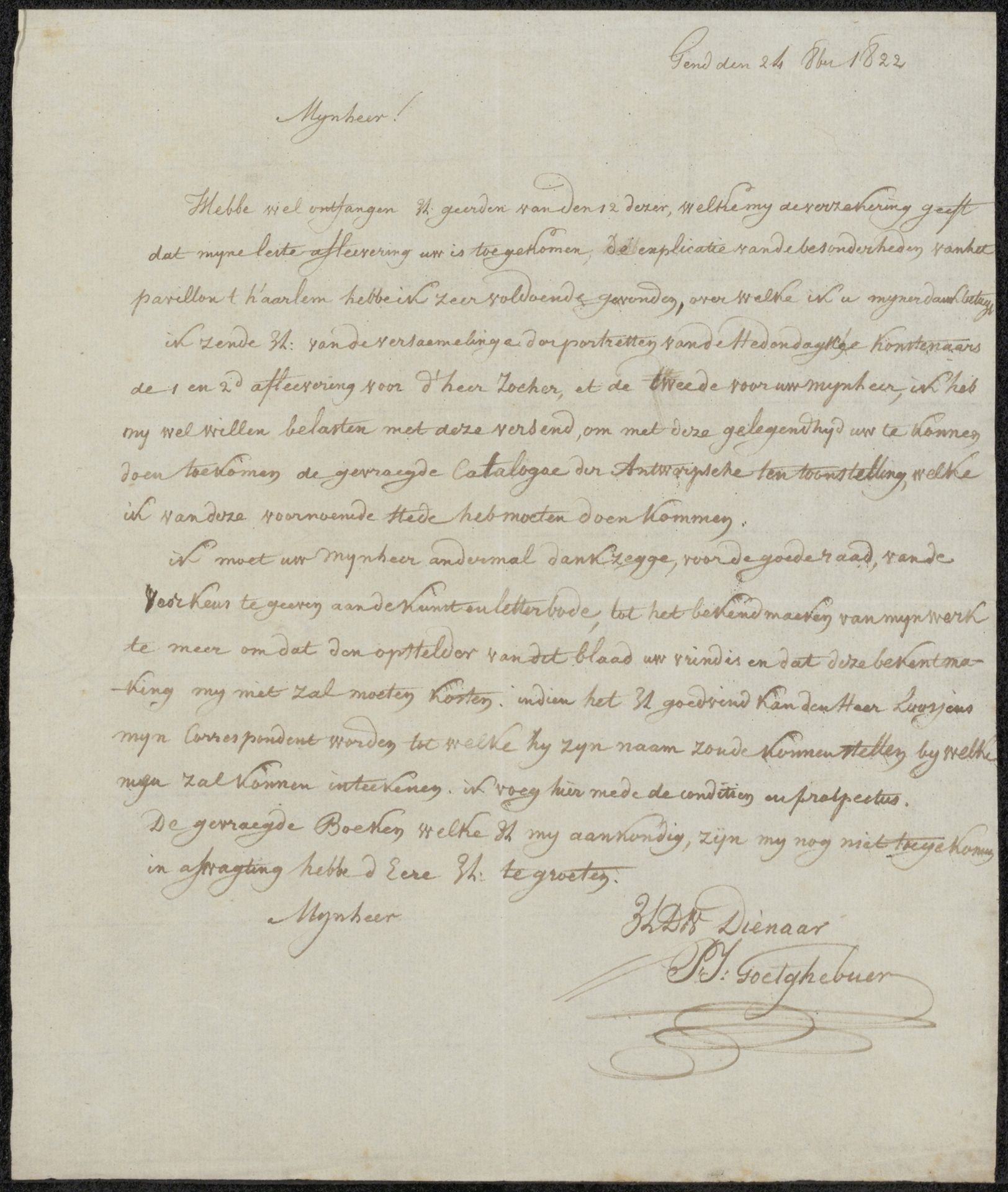 Brief aan anoniem by Pierre Jacques Goetghebuer