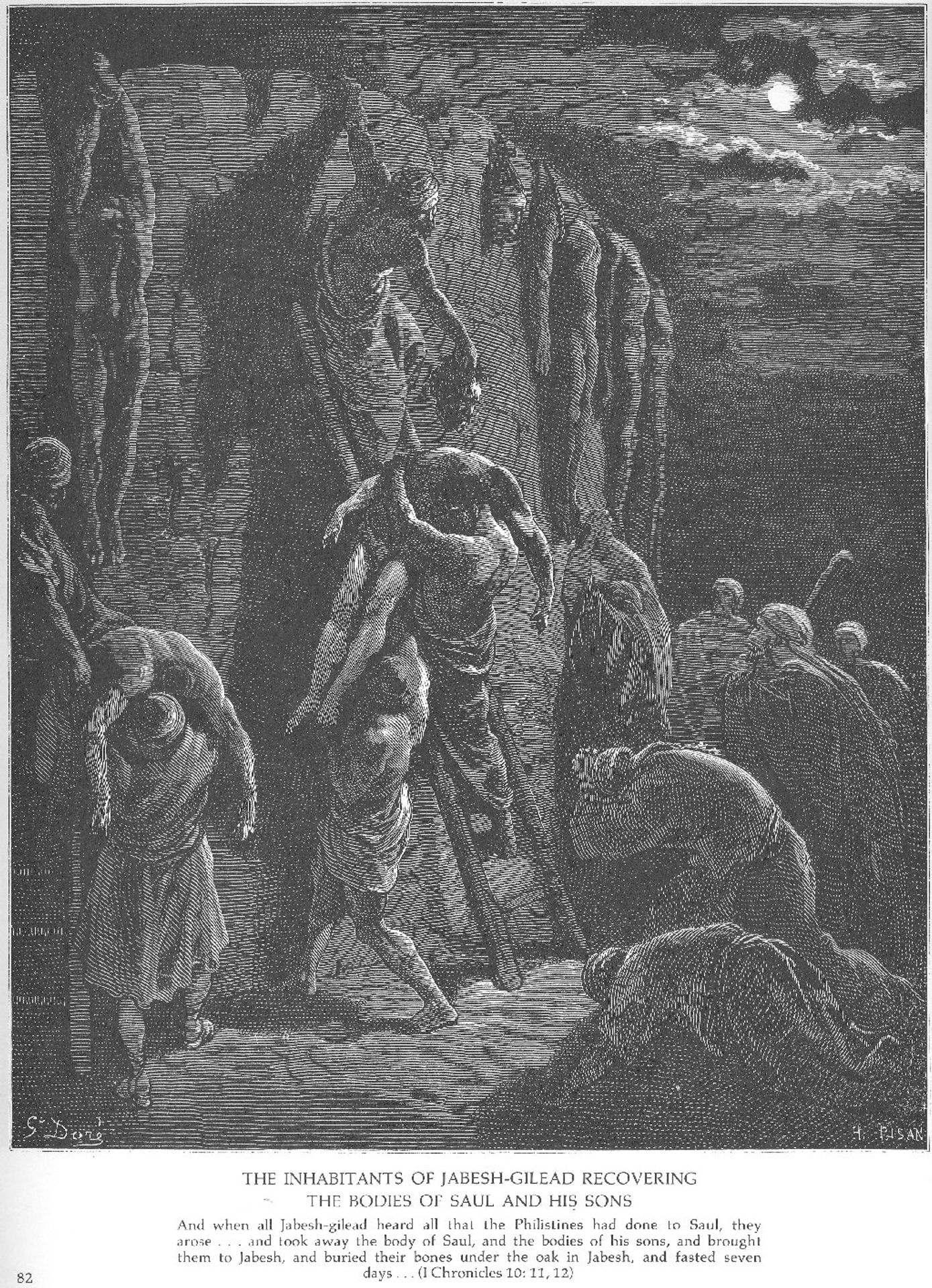 Jabesh-Gileadites Recover the Bodies of Saul and His Sons by Gustave Dore
