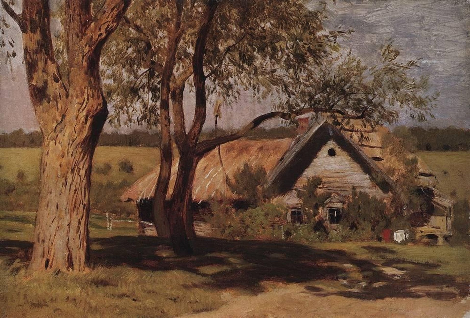House with broom trees. by Isaac Levitan