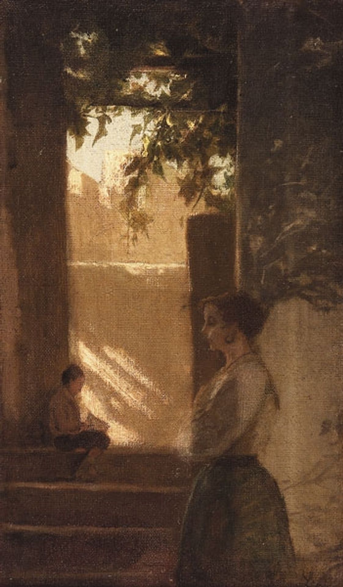 A pensive moment by Silvestro Lega