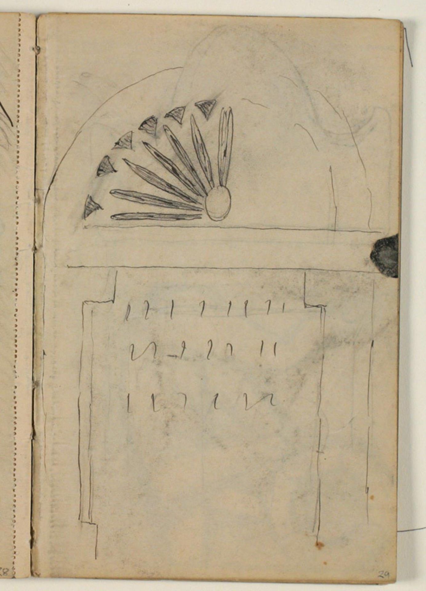 Skitse af gravmæle by Niels Larsen Stevns