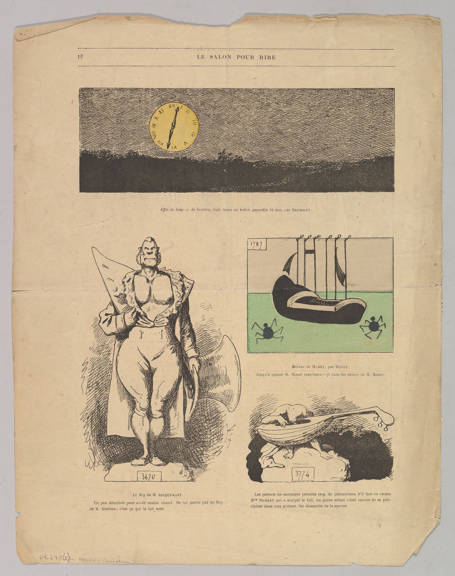 Caricatures of paintings by Daubigny and others in Le Salon Pour Rire by André Gill