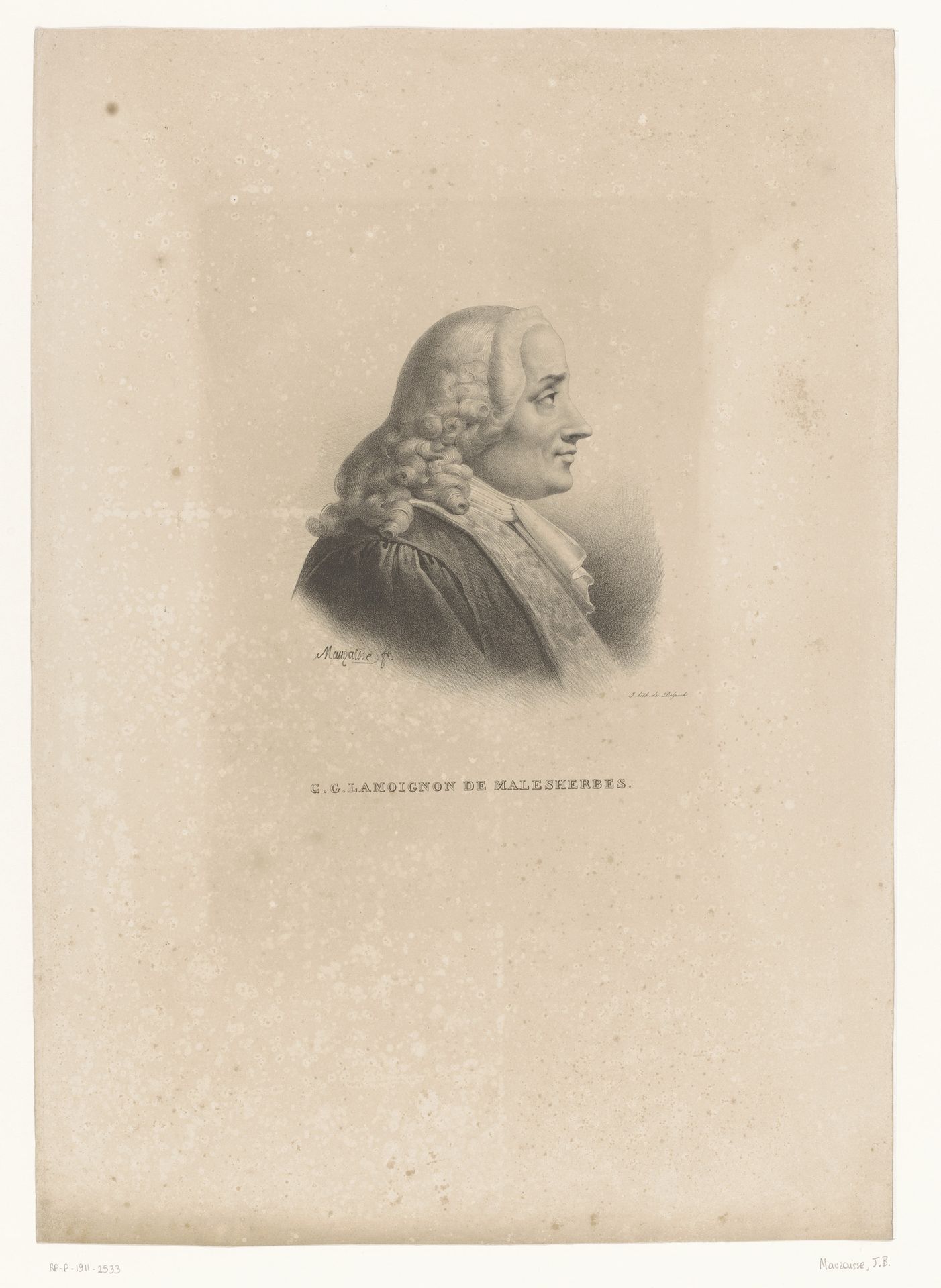 Portret van Chrétien-Guillaume de Lamoignon de Malesherbes by Jean-Baptiste Mauzaisse