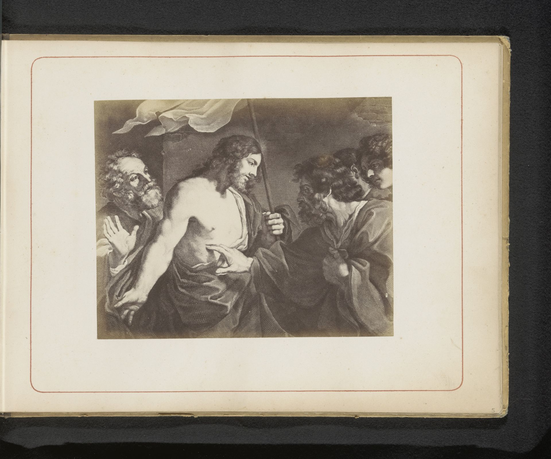 Fotoreproductie van een gravure naar De ongelovigheid van de Heilige Thomas door Guercino in het Vaticaan by Anonymous