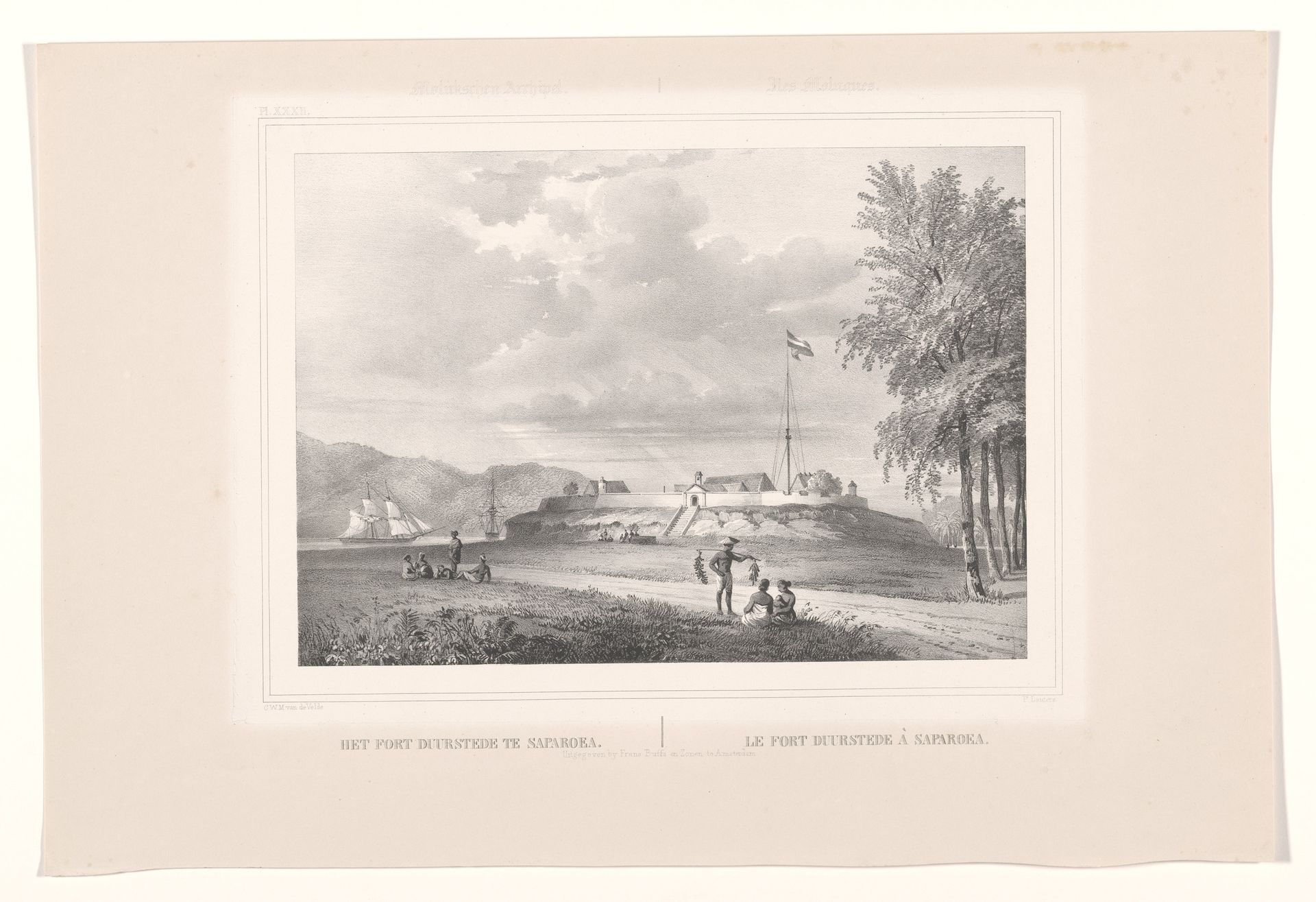 Gezicht op fort Duurstede in Saparua by Paulus Lauters
