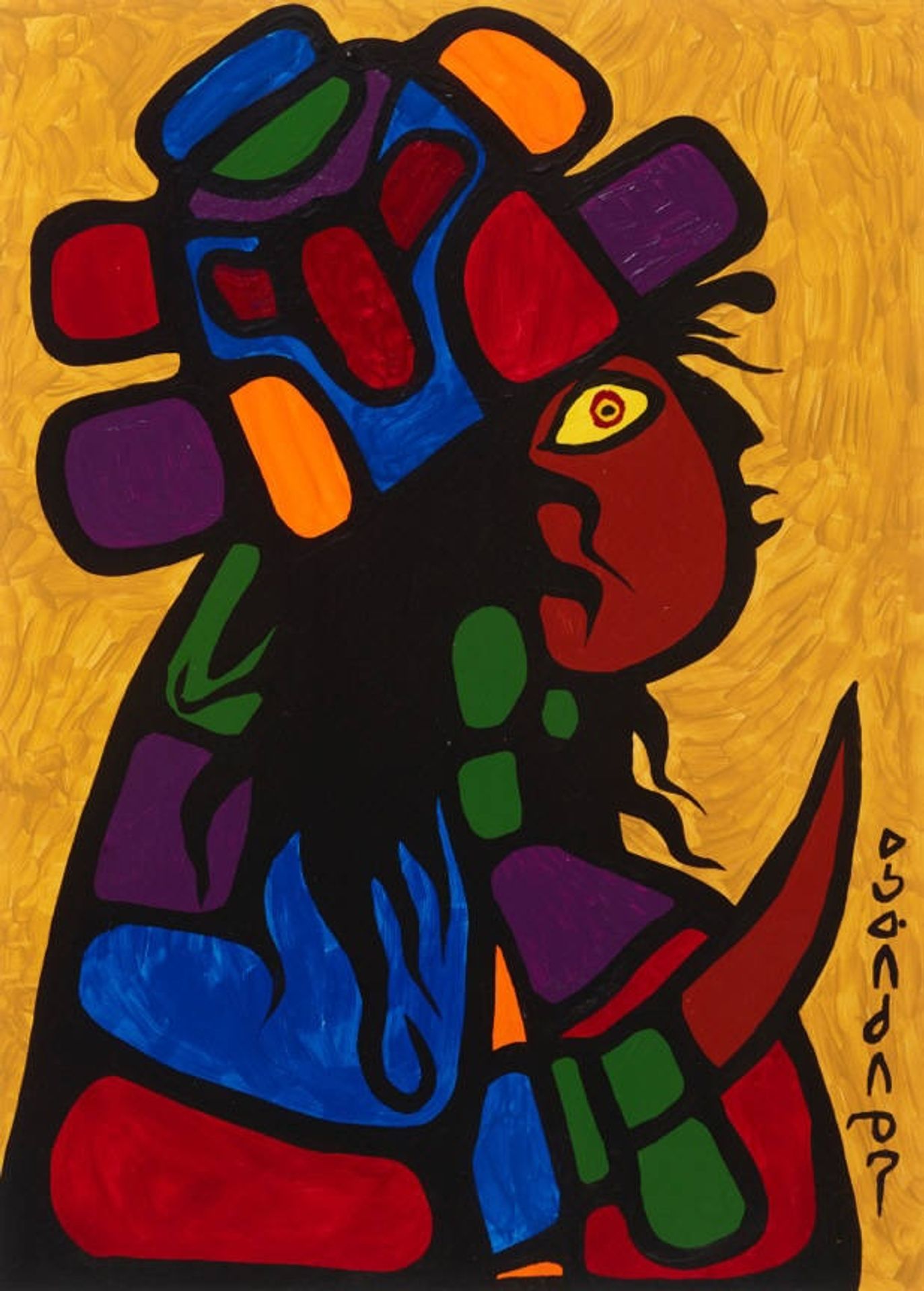 Child With Headdress by Norval Morrisseau