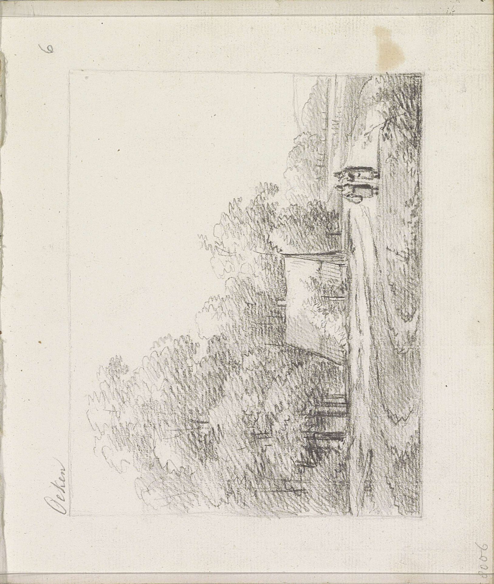 Twee vrouwen op een pad langs een huis by Andreas Schelfhout