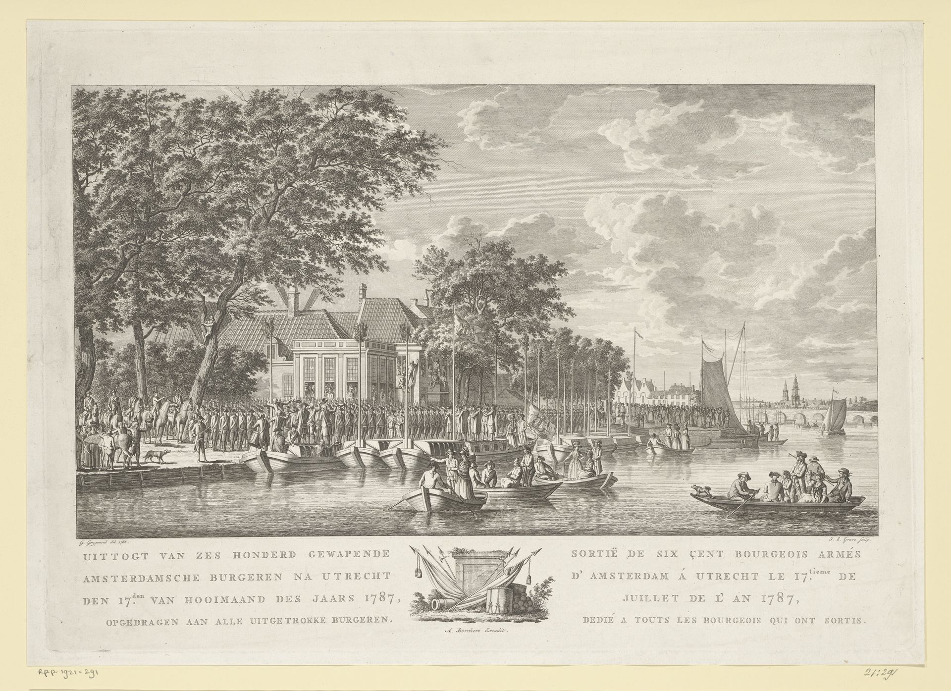 Uittocht van 600 gewapende Amsterdamse burgers naar Utrecht, 17 juli 1787 by Jan Evert Grave