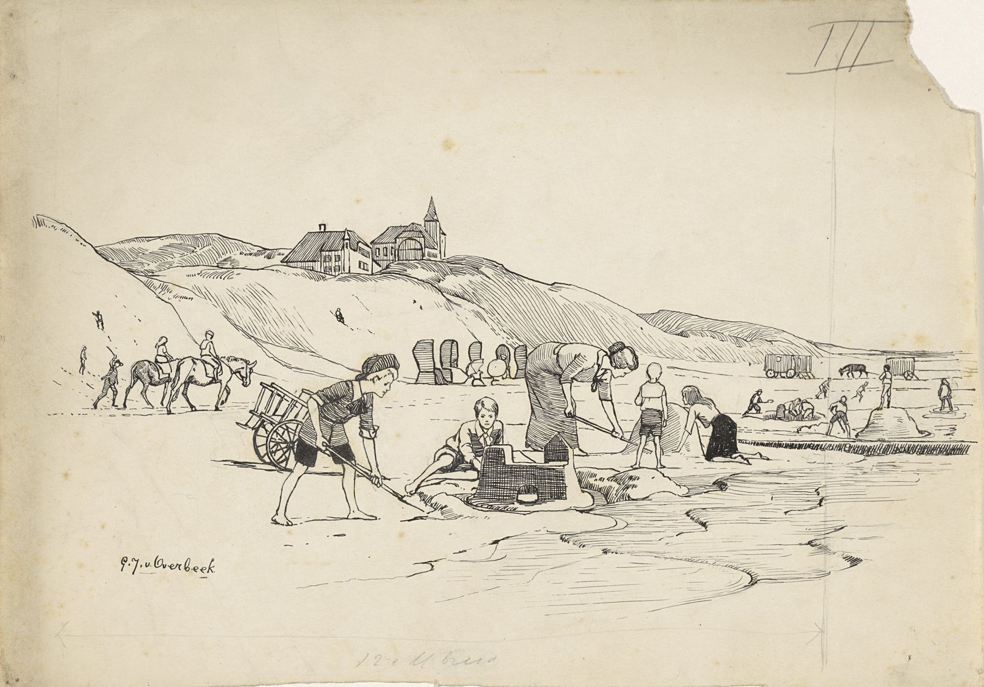 Spelende kinderen aan zee by Gijsbertus Johannes van Overbeek