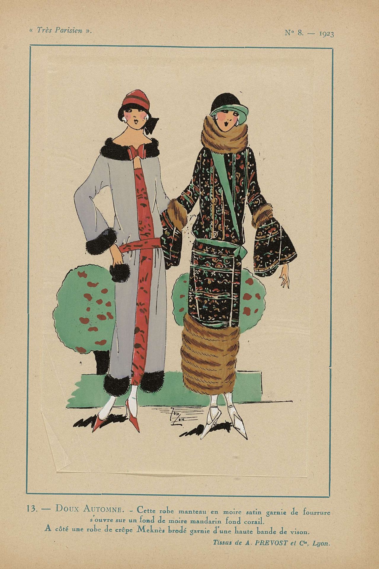Très Parisien, 1923, No 8: 13.- DOUX AUTOMNE. - Cette robe manteau... by Anonymous