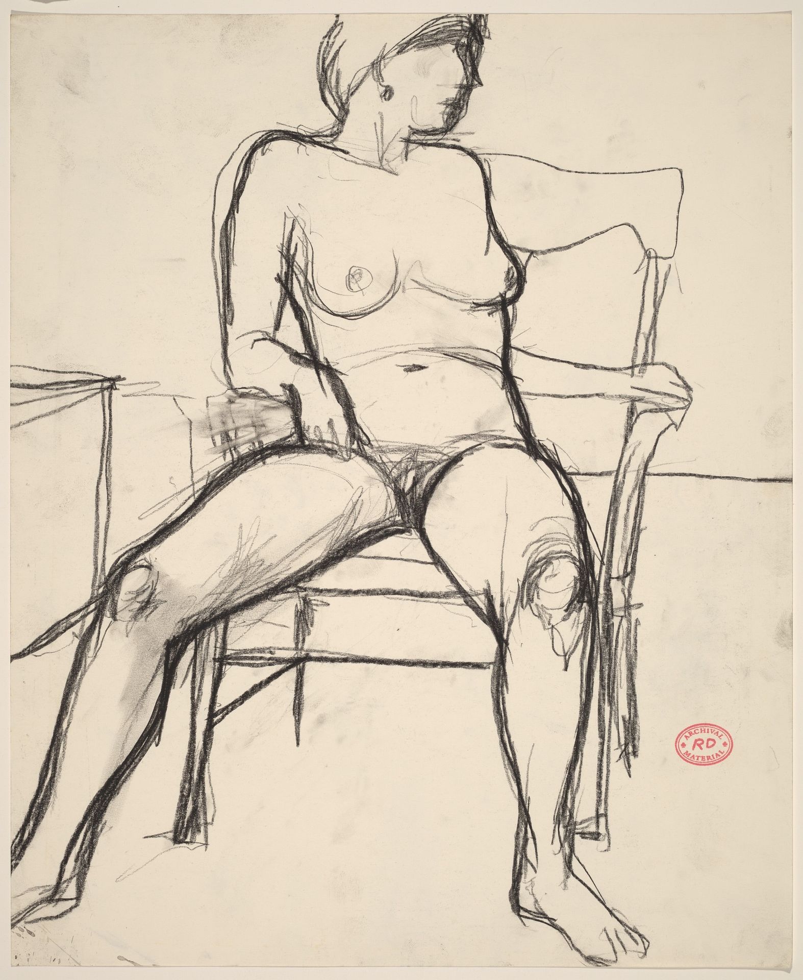 Untitled [nude seated in an armchair turning to her left] by Richard Diebenkorn
