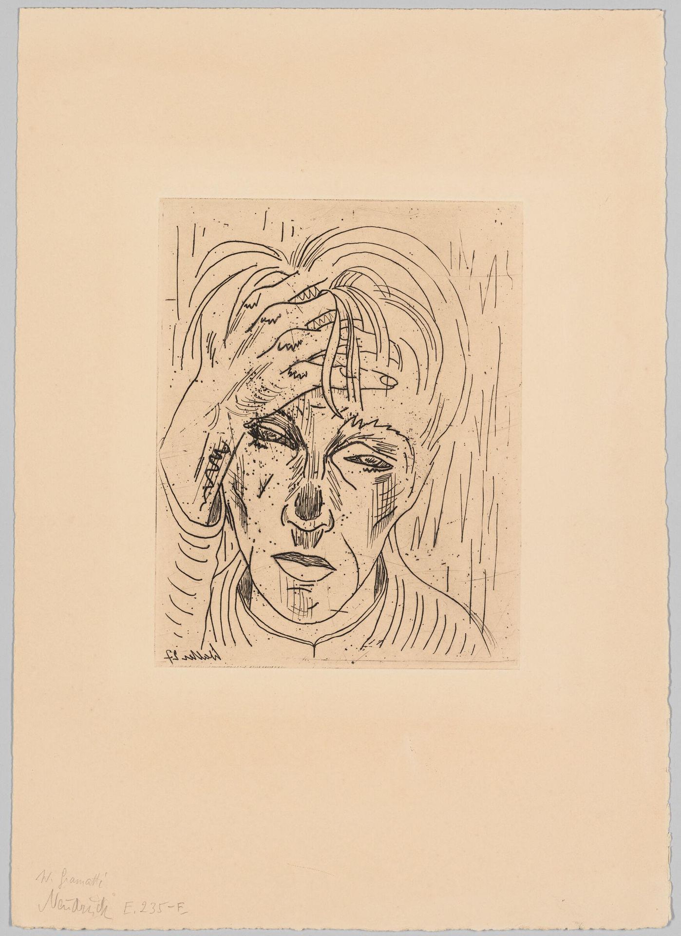 Self-portrait with Head in Hand by Walter Gramatté