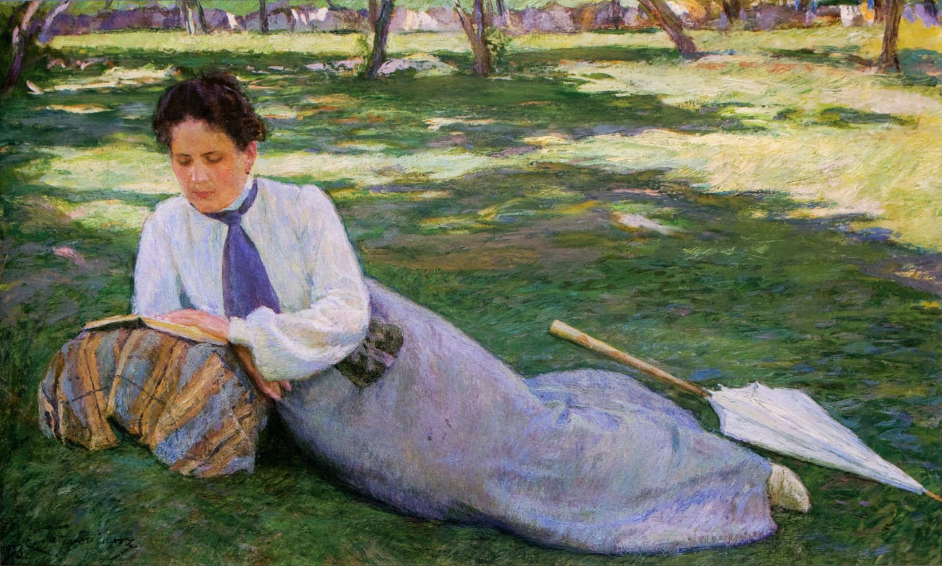 The woman reading in the garden by Yeghishe Tadevosyan