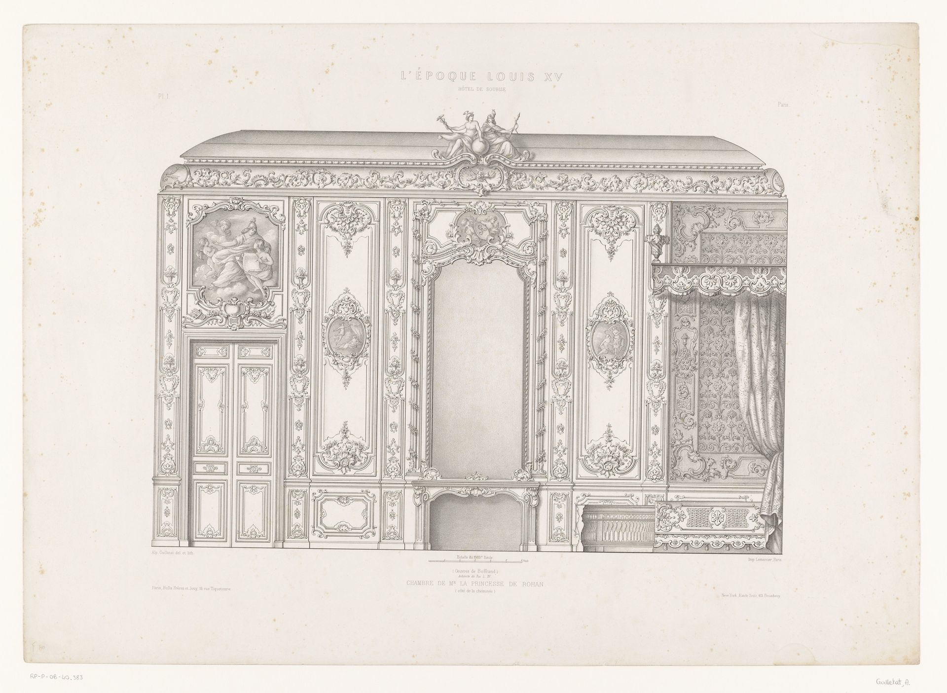 Wand in de kamer van de prinses van Rohan in Hôtel de Soubise by Alphonse Guilletat